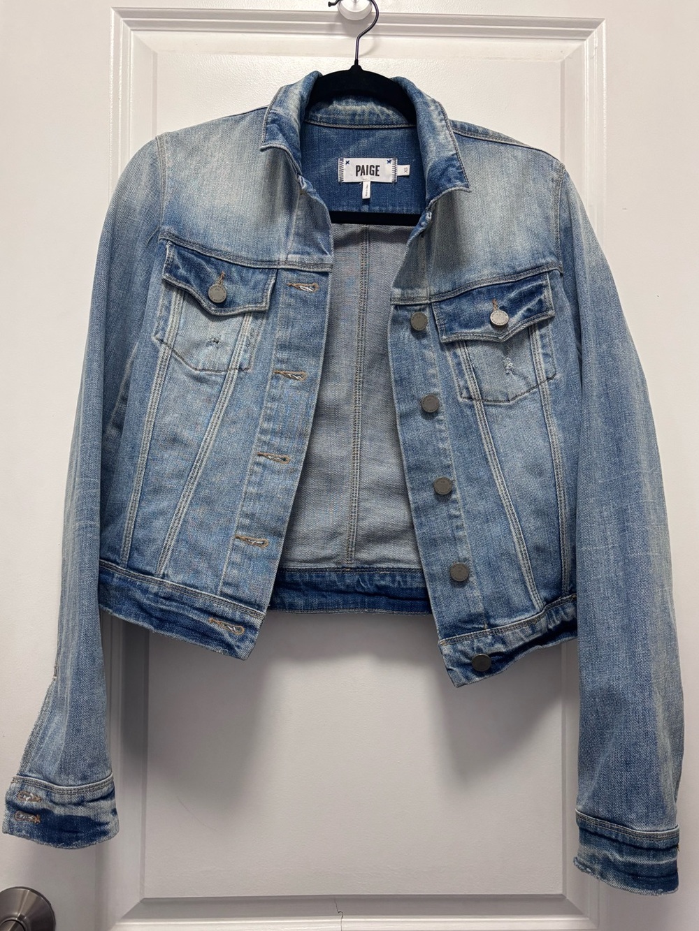 PAIGE Light Blue Washed Denim Jean Jacket